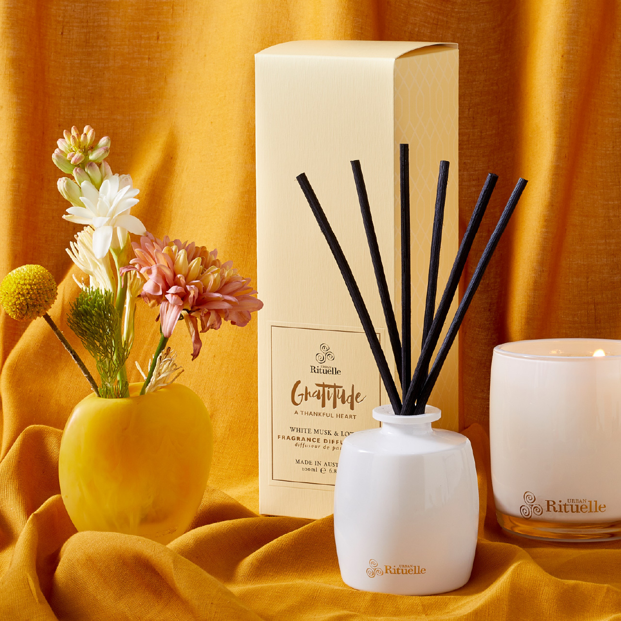 Fragrance Diffuser Set – Gratitude • White Musk & Lotus – The